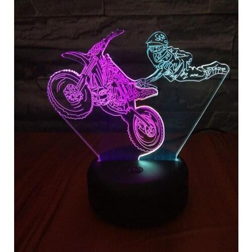 Motorcycle Flying Led 3d Nightlight Creative Colorful Touch Charging Visual Lamp Stereo Atmosphere Birthday Gift 3d Light