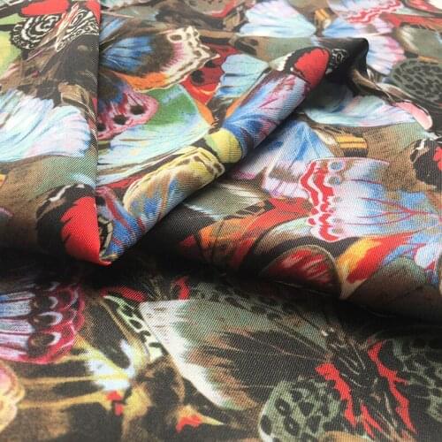 Butterfly Printed 100% Polyester Fabric Brand Fashion Shirt DIY Clothing Custom Cloth Fabrics by the Meter for Dress Sewing