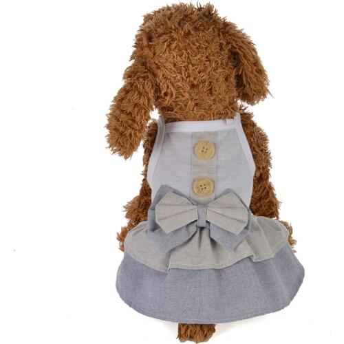 Bow Button Decoration Spring Summer Dog Dress Cat Princess Dresses Pet Clothing For Lovely Small Dogs Cats Pomeranian Chihuahua