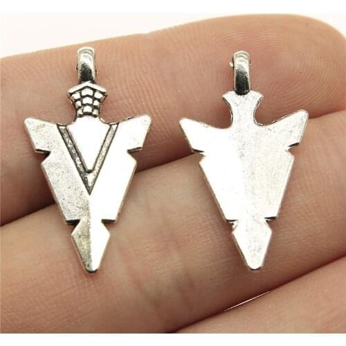 WYSIWYG 20pcs 28x15mm Triangle Bow Arrow Charm Pendants For Jewelry Making Arrowhead Pendants Charm
