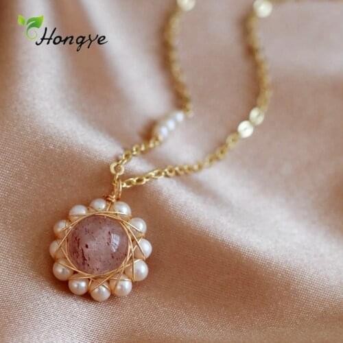 Hongye Fashion Ball Crystal Stone Natural Pearls Necklace For Women Party Charms Clavicle Chain Jewelry Choker Handmade Metal