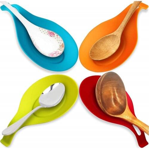 1pcs Multipurpose Silicone Spoon Rest Food Grade Silica Gel Put Mat Device Insulation Glass Coaster Pot Holder Kitchen Tools 6z