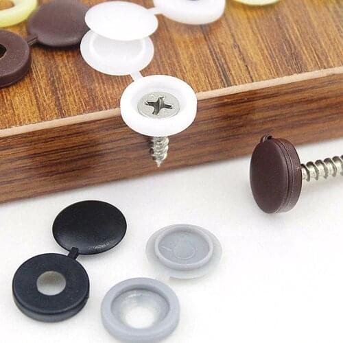 100Pcs White Black Brown Plastic Screw Caps Hinged Plastic Screw Cover Fold Caps Button For Car Furniture Decorative Cover