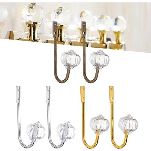 European Crystal Hooks 2pcs Diamond Clothes Hanger Hooks Curtain Holdback Tie Backs Hanger W/Screws Furniture Hardware