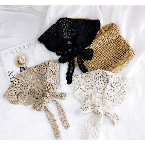 2021New Womens Fake Collars Shawl White Black Triangle Lace Floral Scarf Handkerchief Woman Shirt Blouse False Collar Scarfs