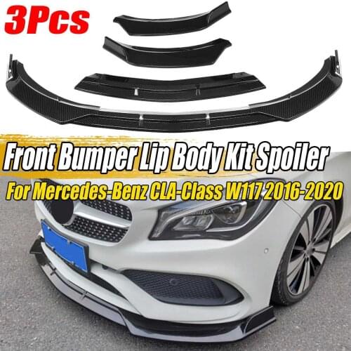 3PCS Car Front Bumper Splitter Lip Spoiler Diffuser Guard Protection Cover Trim For Mercedes For Benz CLA-Class W117 2016-2020