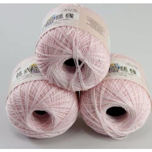 3ballsx50g New Soft Hand Cotton Lace Wool Yarn Crochet Shawl Scarf Knitting Baby pink 16101-3