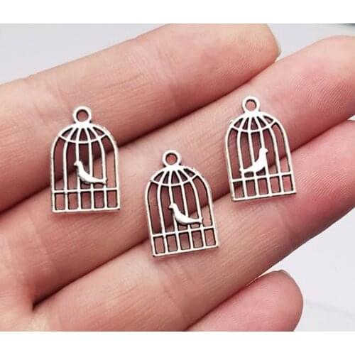 50pcs/lot--12x19mm,bird cage cham,Antique silver plated birdcage charms,DIY supplies,Jewelry accessories
