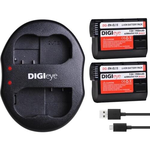 2X 1900mAh EN-EL15 EN-EL15A Battery + Dual USB Charger for Nikon D600 D610 D750 D800 D810 D850 D7000 D7100 D7200 1 v1