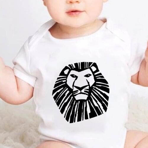 Disney Lion King Simba Print Baby Romper Fashion Tops Toddler Bodysuits Graphic Newborn Clothes Infant Jumpsuit