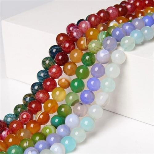 Dragon Veins Agat Beads 6 mm 8 mm 10 mm Polished Natural Semi Precious Stone For DIY Making Jewelry Accessory Necklace Earrings