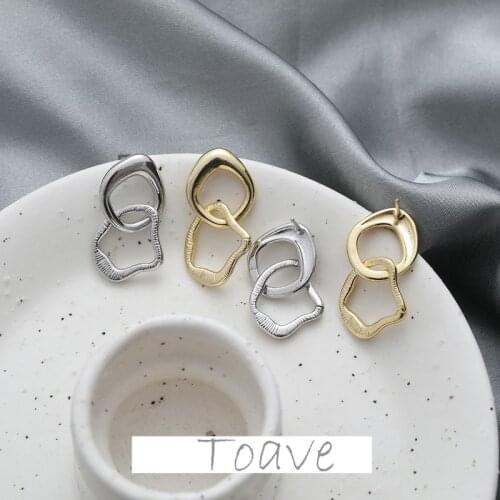 Color-preserving irregular double ring earrings earrings diy earrings hand-made material accessories
