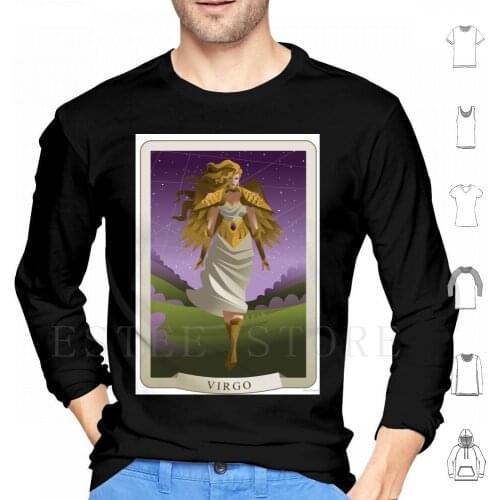 Virgo Winged Zodiac Virgin Card Hoodies Long Sleeve Scene Valley Land Earth Fortune Telling Horoscope Zodiac Clouds