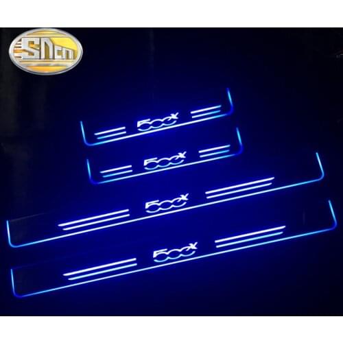 For Fiat 500 500x 500l Punto Tipo LED Door Sill Scuff Plate Pedal Dynamic Welcome Door Lights Car Sticker