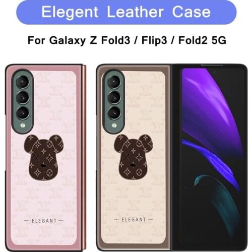 Elegant Leather Flip Case Cartoon Violent Bear Case Cover For Samsung Galaxy Z Fold 3 2 Flip3