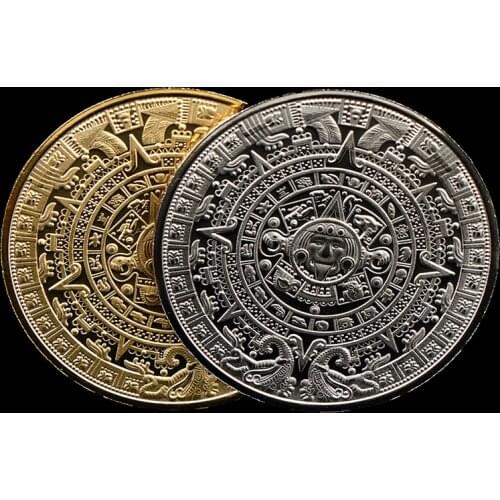 Maya Memorial Coin Pyramids Coins American Coins Mexico Aztec Gold and Silver Foreign Non-currency Coins