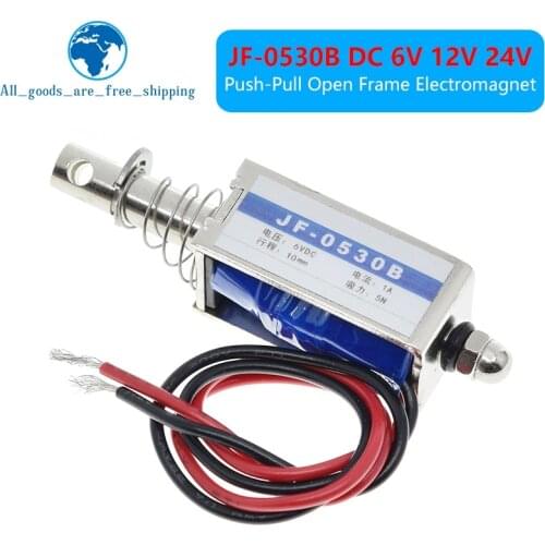 TZT JF-0530B DC 6V 12V 24V Push&Pull type Open Frame Electromagnet keepping Force 5N travel 10mm Linear Solenoid