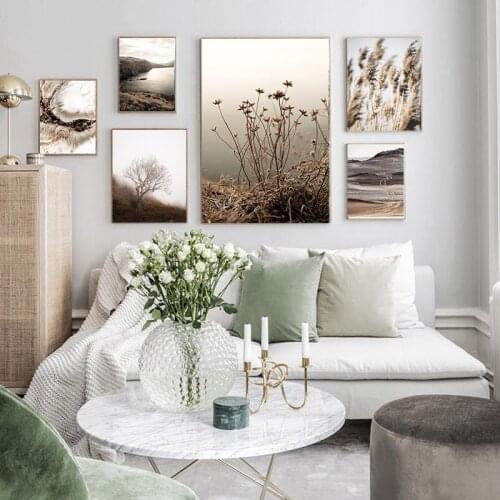 Nature Scenery Picture Scandinavian Canvas Poster Landscape Sand dunes Lakeside Print Wall Art Canvas Painting Nordic Decoration