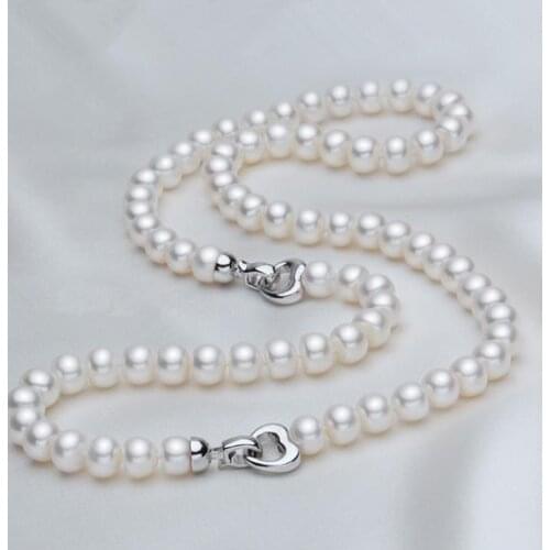 AAA 8-9MM White Color Freshater Pearl Necklace Bracelet Jewelry Set Can Wear It For Long Necklace