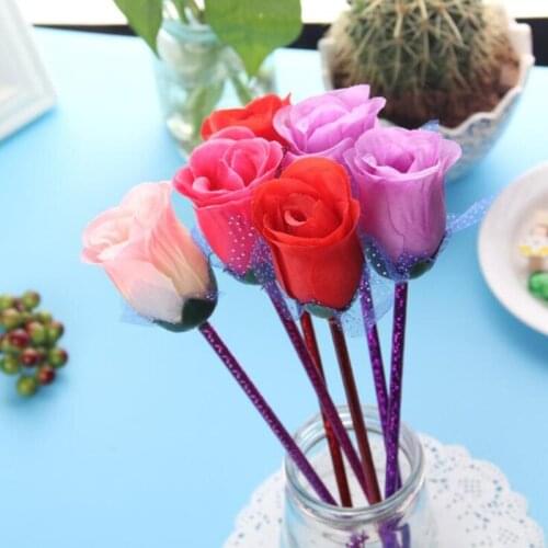 Creative Rose Flower Ballpoint Pens Writing Ball Point Pen For Kids Children Birthday Party Favors Gift Christmas Halloween