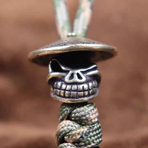 Brass Pirate Sailor Big Hat Skull Knife Bead Lanyard Pendant Paracord Bracelet Umbrella Rope DIY Decorative Accessories EDC Tool