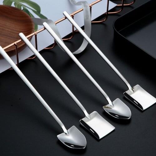 304 Stainless Steel Shovel Coffee Spoon Dessert Spoon Watermelon Ice Cream Spoon Retro Tip Shovel Flat Shovel Shape Tableware