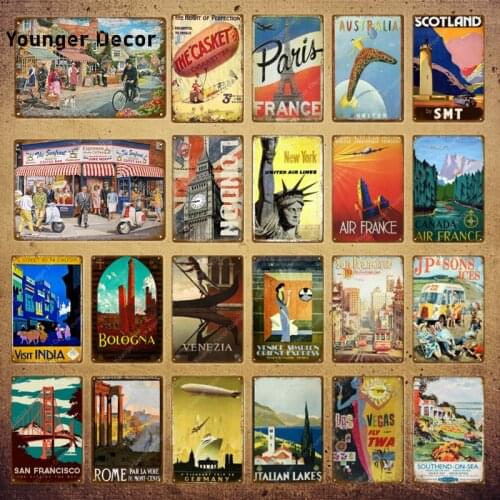 Beautiful Travel City Metal Sign New York India London Poster Las Vegas Plaque Festival Gift Vintage Home Room Wall Decor YI-062