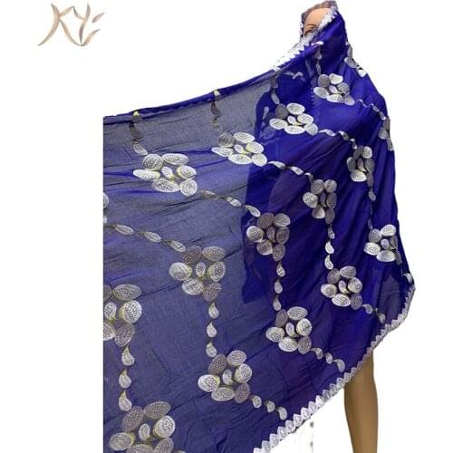 Fashion Hot Sale African Women Scarfs Big Circle Design Big Embrodiery Cotton With Grenadine Big Scarf for Shawls Pashmina