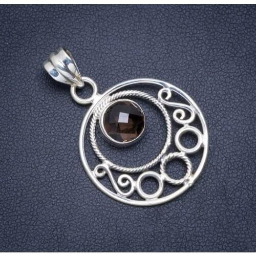 Natural Smoky Quartz Handmade Unique 925 Sterling Silver Pendant 1.5" A0116