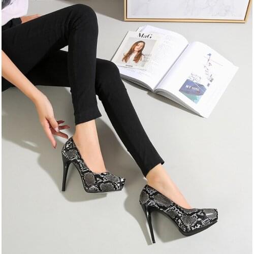 2021 New Womens Shoes Stiletto Heels Waterproof High Platform Pointed Python Pattern Summer Shoes Female Fashion Sandals
