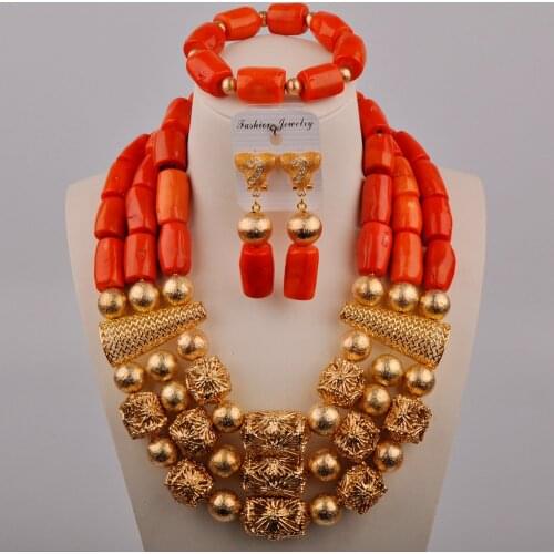 New Arrived!!! African Wedding Coral Necklace Jewelry Sets Nigeria Coral Beads Bridal Set Jewelry