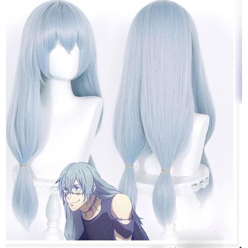 Jujutsu Kaisen Mahito Cosplay Wig 70cm Long Silver Blue Gray Heat Resistant Synthetic Hair Anime Cosplay Wigs + Wig Cap