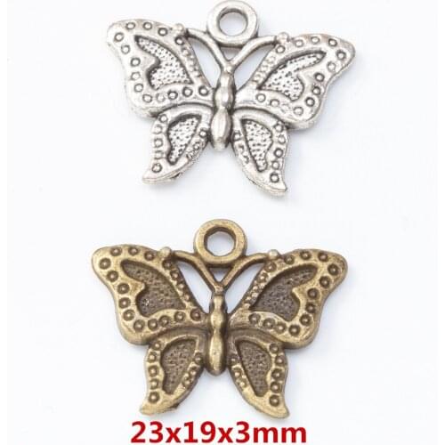 35 pieces of retro metal zinc alloy Butterfly Pendant for DIY handmade jewelry necklace making 8173