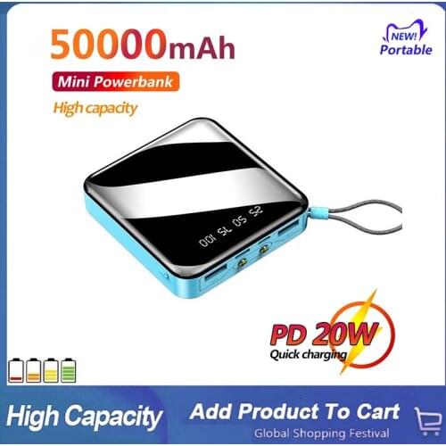 Powerbank 30000mah Mini Power Bank xiaomi iPhone Portable External Battery Powerbank With LED Flashlight Digital Display