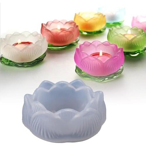 Transparent DIY Ashtray Mold Lotus Candle Holder Storage Box Silicone Mould