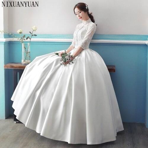 Real Photo Cheap Long Sleeve Wedding Dress 2021 Lace Vintage Plus Size Princess Bridal Vestido de Noiva Ball Gown