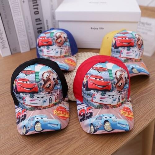 2021 Pixar Cars Lightning Mcqueen Print Kids Sun Hat Boy Girl Spring Summer Cartoon Hip Hop Baseball Caps Baby Adjustable 2-8Y