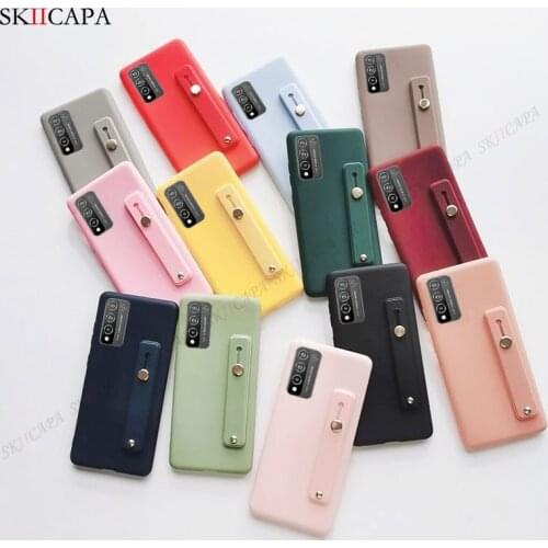 Wrist Strap Silicone Phone Case For Huawei Honor 10X Lite Play 4T P Smart Z Y9 Prime Y7P Y6P Finger Grip Stand Holder Soft Cover