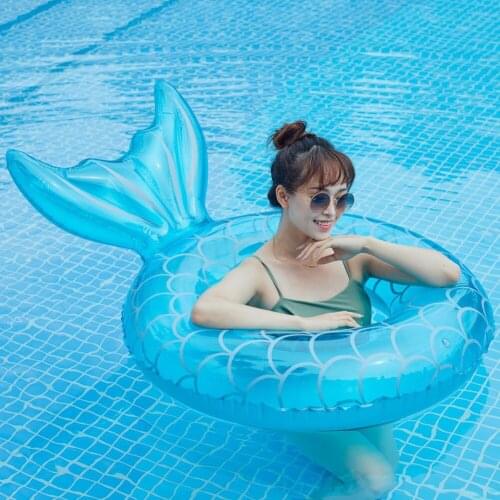 Blue Pink Mermaid Backrest Inflatable Swimming Ring Adult Swimming Laps Floating Ring Swimming Pool Beach Party Swim Equipment