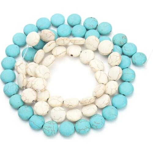 Approx.34pcs/pack Blue Flat Round Dia 1.2cm Loose Spacer Beads Created Seed Beads DIY Jewelry Stones F1292