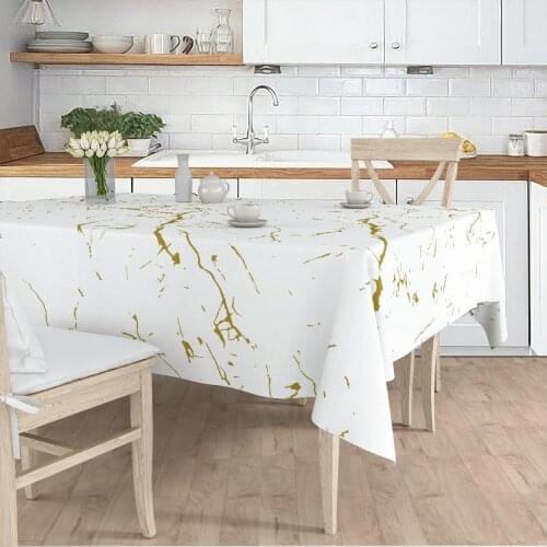 Tablecloth living room kitchen white yellow line patterned micro fabric cover runner pattern Free Shipping