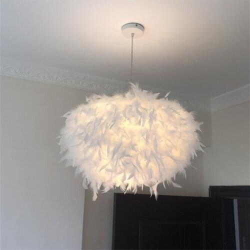 Modern feather chandelier LED chandelier bedroom decoration living room bedside chandelier dining room hanging light decoration