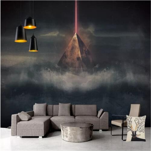Modern Mural Wallpapers for Living Room Personality Black Egyptian Pyramid Background Wall Painting 3D Wall Papers Home Decor
