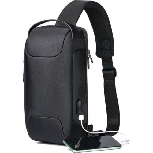 Mens Waterproof USB Oxford Crossbody Bag Anti-theft Shoulder Sling Bag Multifunction Short Travel Messenger Chest Pack For Male