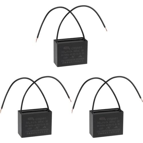 Uxcell Ceiling Fan Capacitor CBB61 36uF 250V AC 2 Wires Metallized Polypropylene Film Capacitor 58x45x26mm 3Pcs