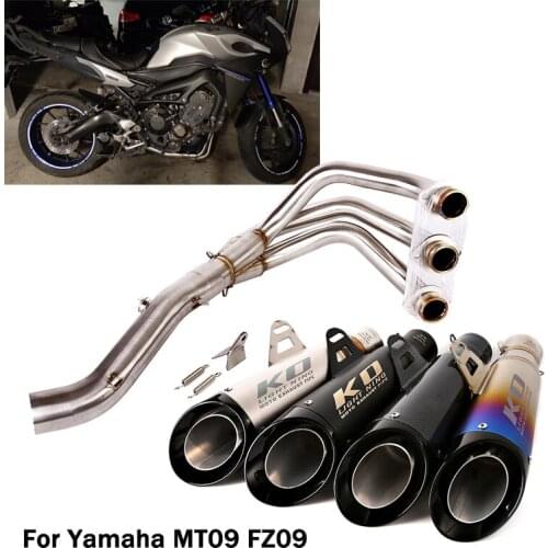 For Yamaha MT09 FZ09 Full Exhaust System Slip On Motorcycle Front Header Connect Pipe Tail Muffler Tips 51mm Modified