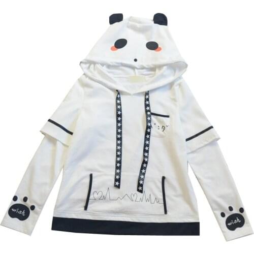 XUANHAO Women Cattoon Panda Print Hooded Sweatshirts 2020 Autumn Long Sleeve Kawaii Pullovers Femme Cute Harajuku Hoodies