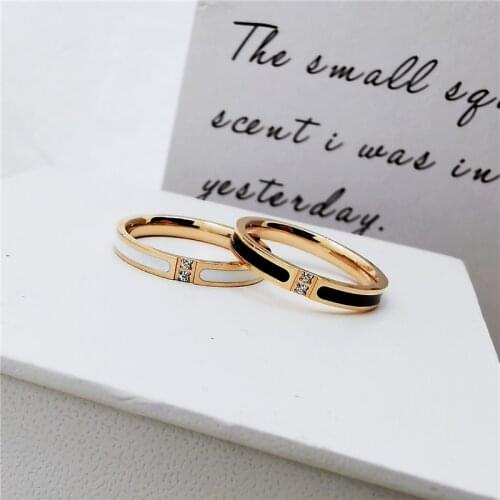 YUN RUO 316 L Titanium Steel Jewelry Enamel Anniversary Ring Mosaic CZ Crystal Weeding Rose Gold Fashion Woman Gift Never Fade