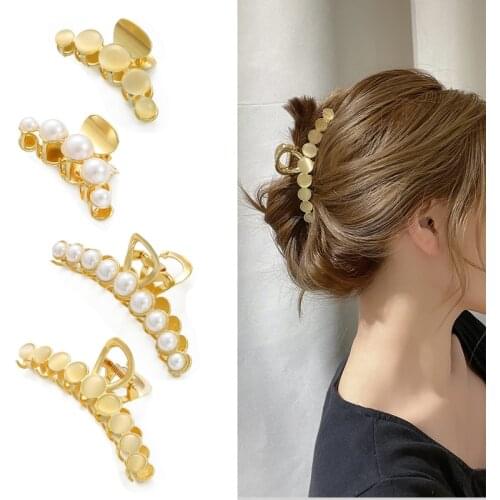 Hair Claw Pearls Acrylic Cats Eye Hair Clips Metal Hairpin Makeup Hair Styling Barrettes for Women Hair Accessories