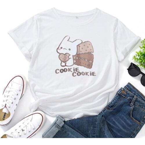 CookiE CooKiE Women Tee Shirt Cotton Short Sleeve Casual O-neck Camiseta Feminina Black White Letters Personalized T Shirt Women